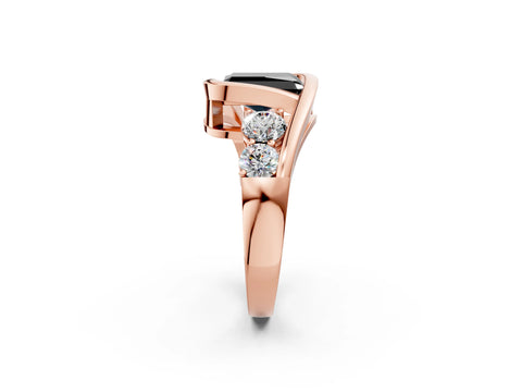 Rose gold Bezel Set Fancy Black Radiant Cut Diamond Split Shank Ring_2