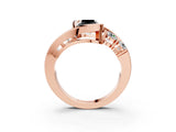 Rose gold Bezel Set Fancy Black Radiant Cut Diamond Split Shank Ring_3