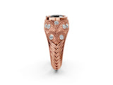 Rose gold Bezel Set Fancy Black Round Cut Diamond Milgrain Band Ring_2