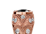 Rose gold Bezel Set Fancy Black Round Cut Diamond Milgrain Band Ring_5