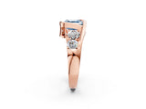 Rose gold Bezel Set Fancy Blue Asscher Cut Diamond Split Shank Ring_2