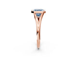 Rose gold Bezel Set Fancy Blue Asscher  Cut Solitaire Ring with Tapered Band 2