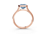 Rose gold Bezel Set Fancy Blue Asscher  Cut Solitaire Ring with Tapered Band 3