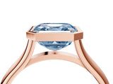 Rose gold Bezel Set Fancy Blue Asscher  Cut Solitaire Ring with Tapered Band 4