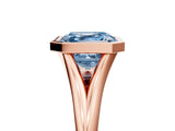 Rose gold Bezel Set Fancy Blue Asscher  Cut Solitaire Ring with Tapered Band 5