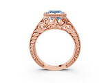 Rose gold Bezel Set Fancy Blue Asscher  Diamond Milgrain Pave Engagement Ring_21