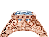 Rose gold Bezel Set Fancy Blue Asscher  Diamond Milgrain Pave Engagement Ring_22