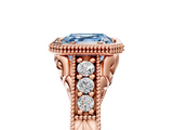 Rose gold Bezel Set Fancy Blue Asscher  Diamond Milgrain Pave Engagement Ring_23