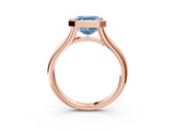 Rose gold Bezel Set Fancy Blue Asscher  Solitaire Diamond Ring with Smooth Band 4