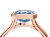 Rose gold Bezel Set Fancy Blue Asscher  Solitaire Diamond Ring with Smooth Band 5