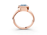Rose gold Bezel Set Fancy Blue Asscher  Solitaire Ring with Wide Band 4