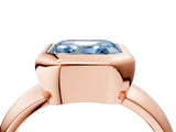 Rose gold Bezel Set Fancy Blue Asscher  Solitaire Ring with Wide Band 5