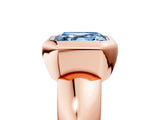 Rose gold Bezel Set Fancy Blue Asscher  Solitaire Ring with Wide Band