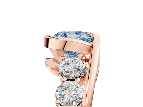 Rose gold Bezel Set Fancy Blue Cushion Cut Diamond Split Shank Ring_5