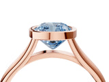 Rose gold Bezel Set Fancy Blue Cushion  Cut Solitaire Ring with Tapered Band 4