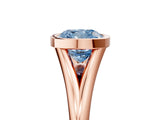 Rose gold Bezel Set Fancy Blue Cushion  Cut Solitaire Ring with Tapered Band 5