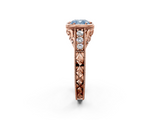 Rose gold Bezel Set Fancy Blue Cushion  Diamond Milgrain Pave Engagement Ring_35