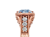 Rose gold Bezel Set Fancy Blue Cushion  Diamond Milgrain Pave Engagement Ring_38