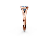 Rose gold Bezel Set Fancy Blue Cushion  Solitaire Diamond Ring with Smooth Band 2