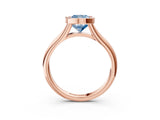 Rose gold Bezel Set Fancy Blue Cushion  Solitaire Diamond Ring with Smooth Band 3