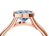 Rose gold Bezel Set Fancy Blue Cushion  Solitaire Diamond Ring with Smooth Band 4