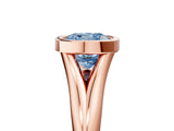 Rose gold Bezel Set Fancy Blue Cushion  Solitaire Diamond Ring with Smooth Band 5
