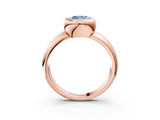 Rose gold Bezel Set Fancy Blue Cushion  Solitaire Ring with Wide Band 4