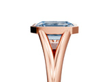 Rose gold Bezel Set Fancy Blue Emerald  Cut Solitaire Ring with Tapered Band 1