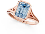 Rose gold Bezel Set Fancy Blue Emerald  Cut Solitaire Ring with Tapered Band 3
