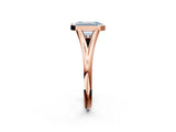 Rose gold Bezel Set Fancy Blue Emerald  Cut Solitaire Ring with Tapered Band 4