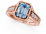 Rose gold Bezel Set Fancy Blue Emerald  Diamond Milgrain Pave Engagement Ring_34