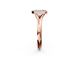 Rose gold Bezel Set Fancy Blue Emerald  Solitaire Diamond Ring with Smooth Band 2