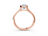 Rose gold Bezel Set Fancy Blue Emerald  Solitaire Diamond Ring with Smooth Band 3