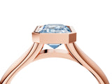 Rose gold Bezel Set Fancy Blue Emerald  Solitaire Diamond Ring with Smooth Band 4