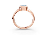 Rose gold Bezel Set Fancy Blue Emerald  Solitaire Ring with Wide Band 3