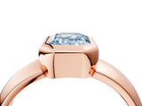 Rose gold Bezel Set Fancy Blue Emerald  Solitaire Ring with Wide Band 4