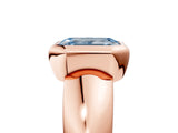 Rose gold Bezel Set Fancy Blue Emerald  Solitaire Ring with Wide Band 5