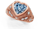 Rose gold Bezel Set Fancy Blue Heart Cut Diamond Milgrain Band Ring_1