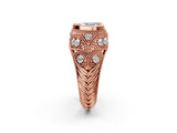 Rose gold Bezel Set Fancy Blue Heart Cut Diamond Milgrain Band Ring_2