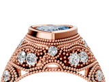 Rose gold Bezel Set Fancy Blue Heart Cut Diamond Milgrain Band Ring_4
