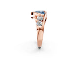 Rose gold Bezel Set Fancy Blue Heart Cut Diamond Split Shank Ring_2