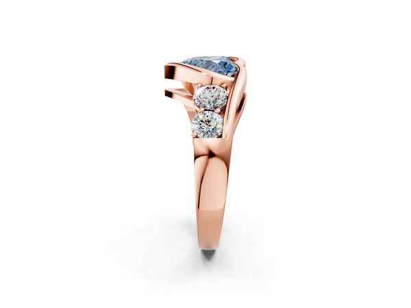 Rose gold Bezel Set Fancy Blue Heart Cut Diamond Split Shank Ring