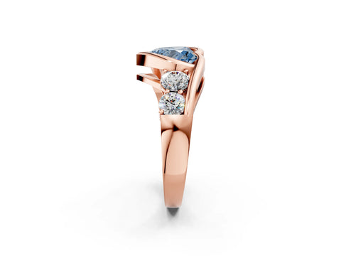Rose gold Bezel Set Fancy Blue Heart Cut Diamond Split Shank Ring_2
