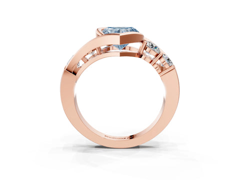 Rose gold Bezel Set Fancy Blue Heart Cut Diamond Split Shank Ring_3