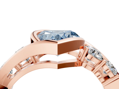 Rose gold Bezel Set Fancy Blue Heart Cut Diamond Split Shank Ring_4