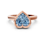 Rose gold Bezel Set Fancy Blue Heart Cut Solitaire Engagement Ring with Classic Band