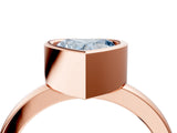 Rose gold Bezel Set Fancy Blue Heart Cut Solitaire Engagement Ring with Classic Band_4