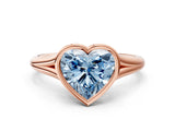 Rose gold Bezel Set Fancy Blue Heart  Cut Solitaire Ring with Tapered Band 1