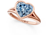 Rose gold Bezel Set Fancy Blue Heart  Cut Solitaire Ring with Tapered Band 2