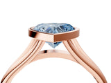 Rose gold Bezel Set Fancy Blue Heart  Cut Solitaire Ring with Tapered Band 5